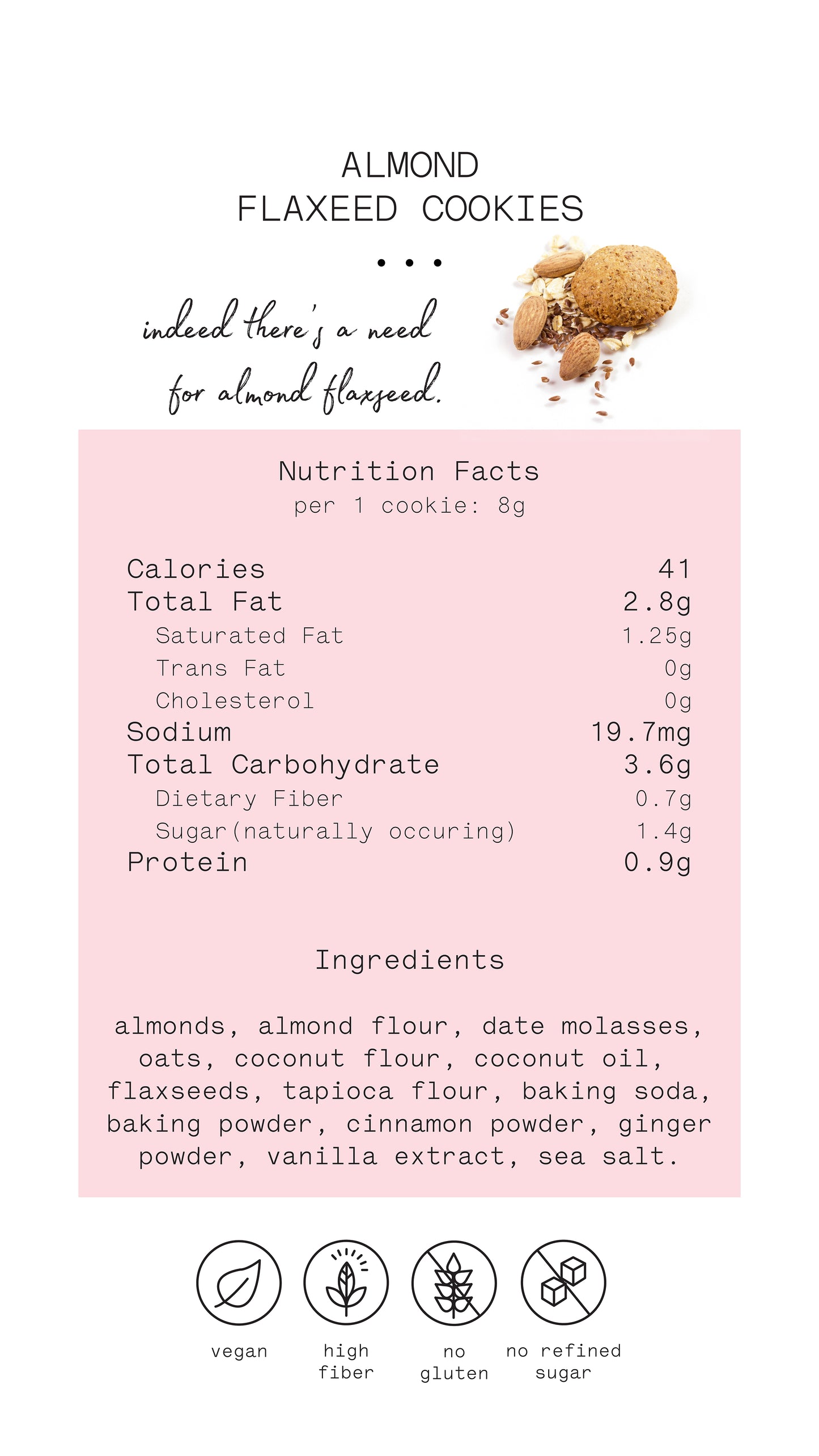 Almond Flaxseed Cookies 24g