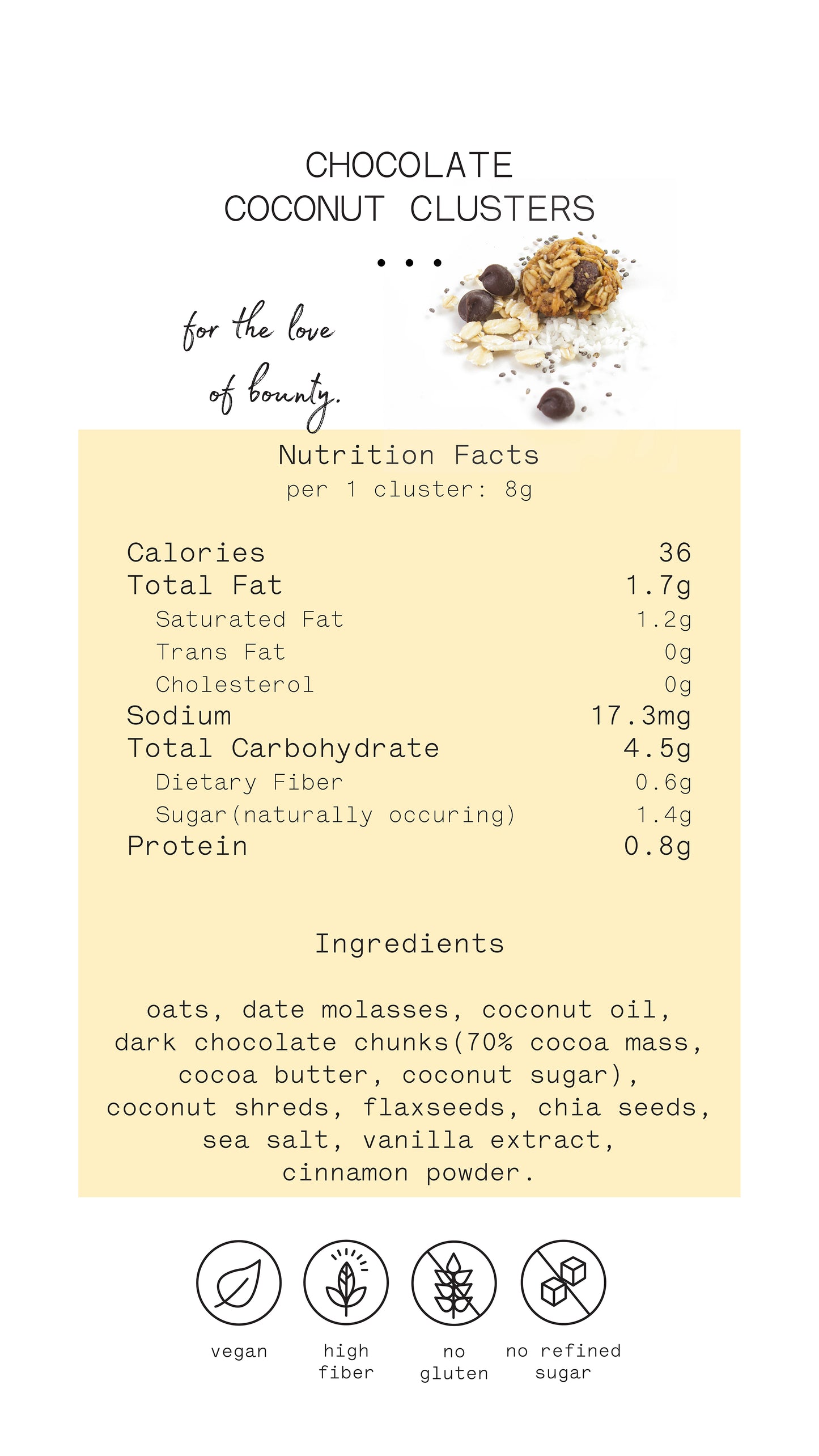 Chocolate Coconut Clusters 144g